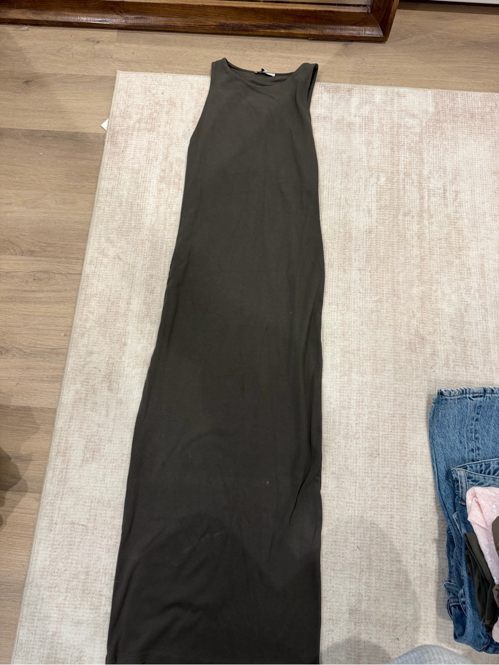Zara Dark Olive Sleeveless Maxi Dress